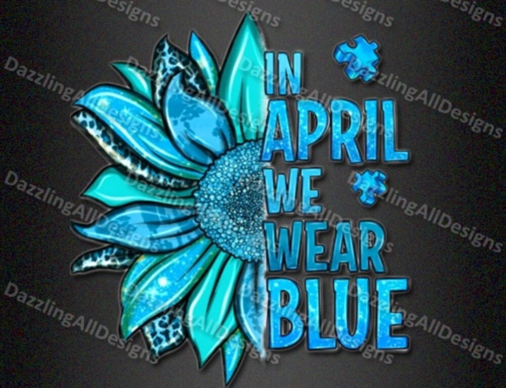 In April I Wear Blue Heat Transfers for Tee