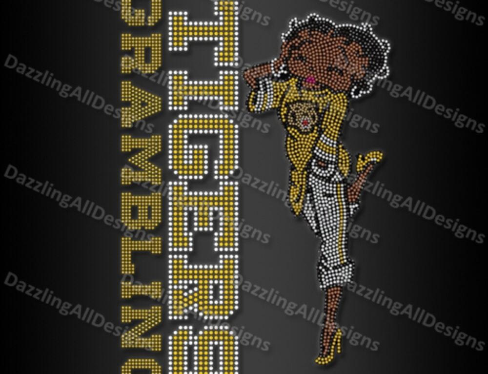 Grambling State University Tiggers Betty Rhinestone Transfers Design